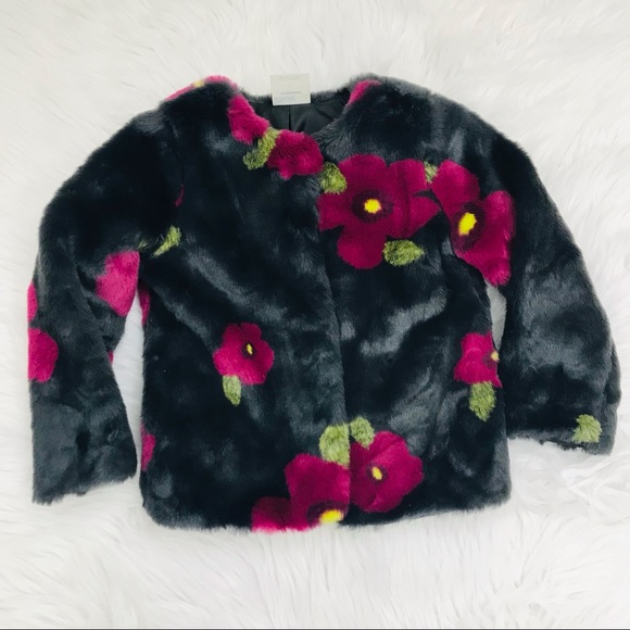 Osh Kosh Faux Fur Floral Jacket - Picture 1 of 10